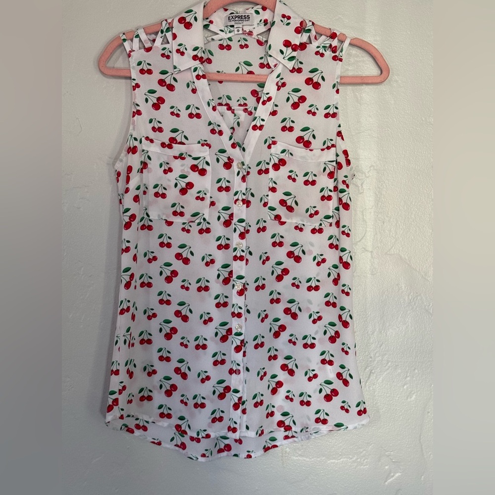 Express Cherry Pattern Sleeveless Top (A20)